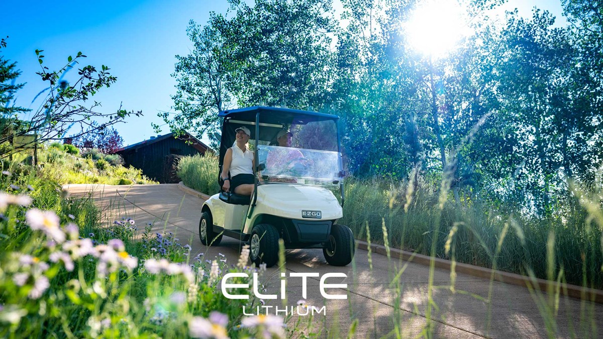 E-Z-GO ELiTE golf cart on a golf course